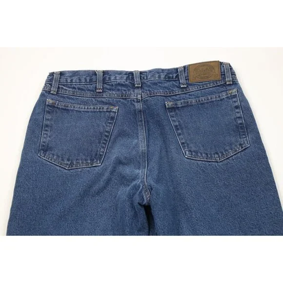 Vintage Cabelas Mens 36x32 Faded Fleece Lined Wide Leg Denim Jeans Blue Cotton